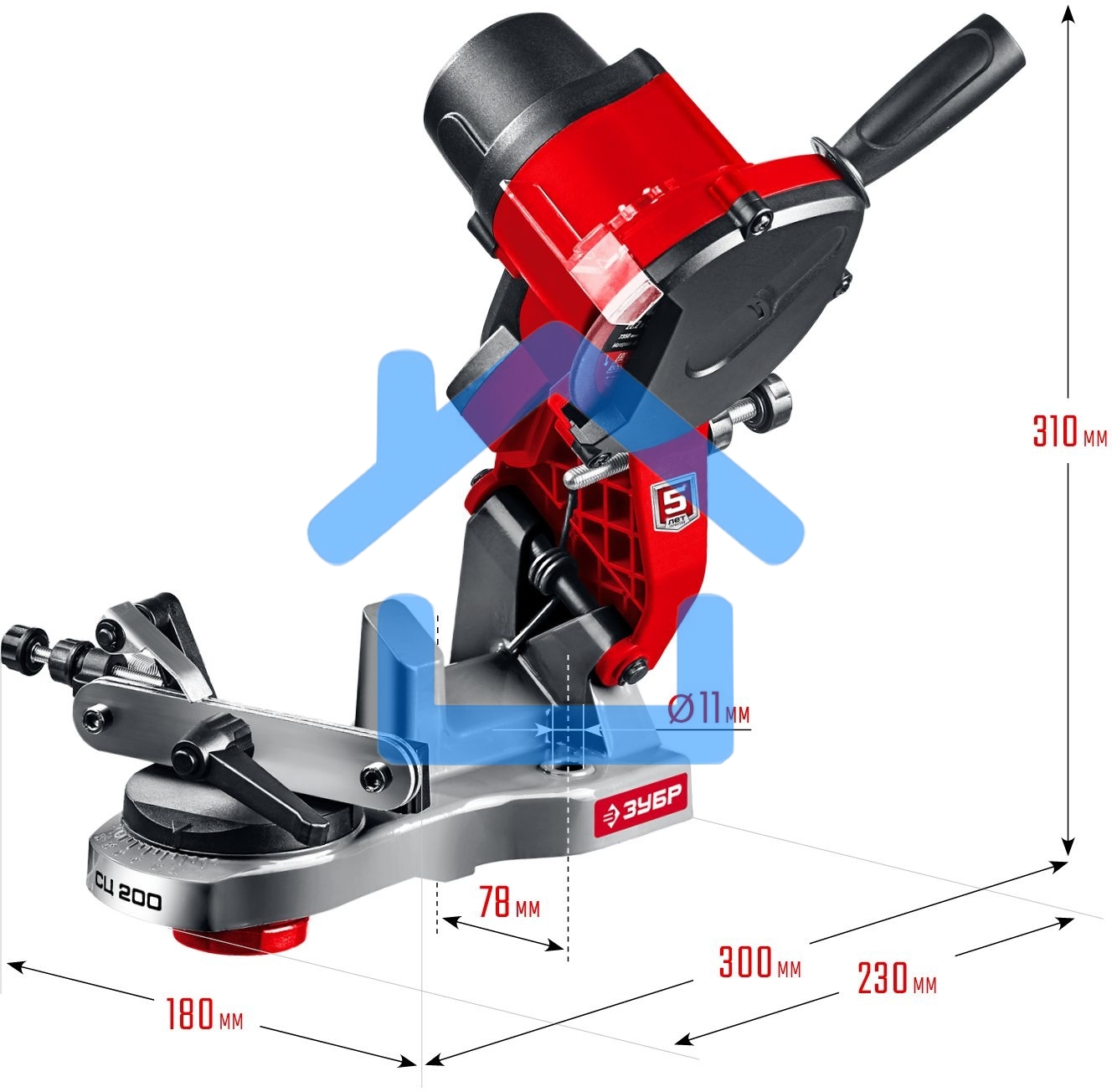 Станок заточной ЗУБР СЦ-200 для пильных цепей, d104 мм, 90 Вт