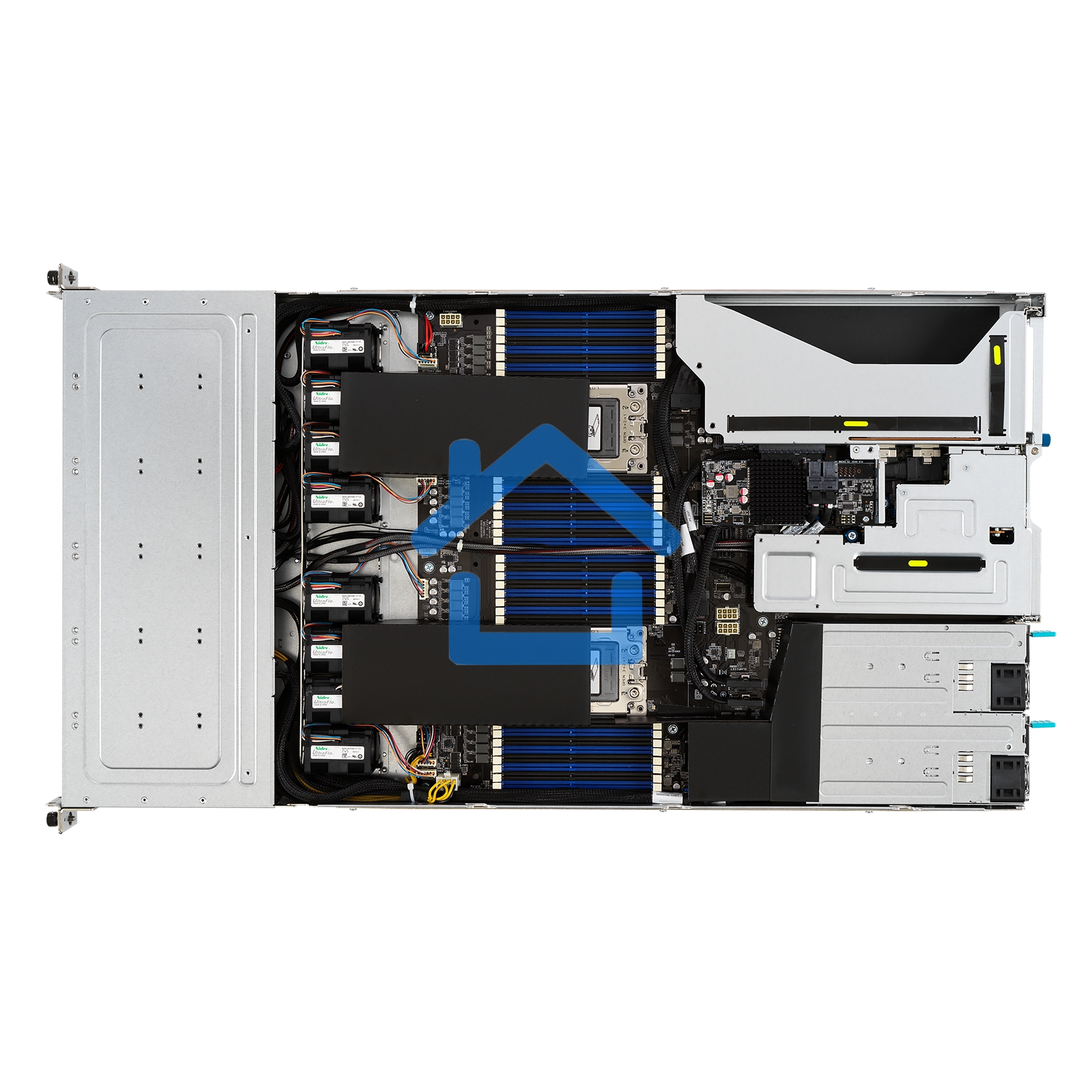 Серверная платформа ASUS RS720-E11-RS12U, 2U, 2 x LGA4677, 32 DIMM DDR5, 12=8 x NVMe/SAS*/SATA + 4 NVMe/SATA hs, 2 x M.2 slot, 2 x 10Gbe (X710) RJ45 port,Up to 8 slots PCIe 5.0, 1 x OCP 3.0, 1+1 1600W