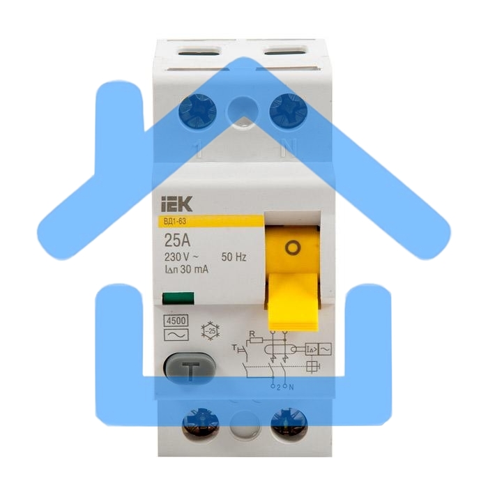 Выключатель дифференциального тока (УЗО) 2п 25А 30мА тип AC ВД1-63 ИЭК MDV10-2-025-030