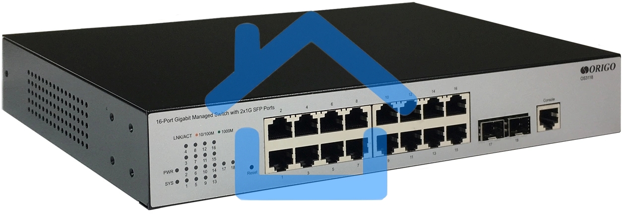 Коммутатор Управляемый L2 16x1000Base-T, 2x1000Base-X SFP, консольный порт RJ-45, комплект для установки в 19