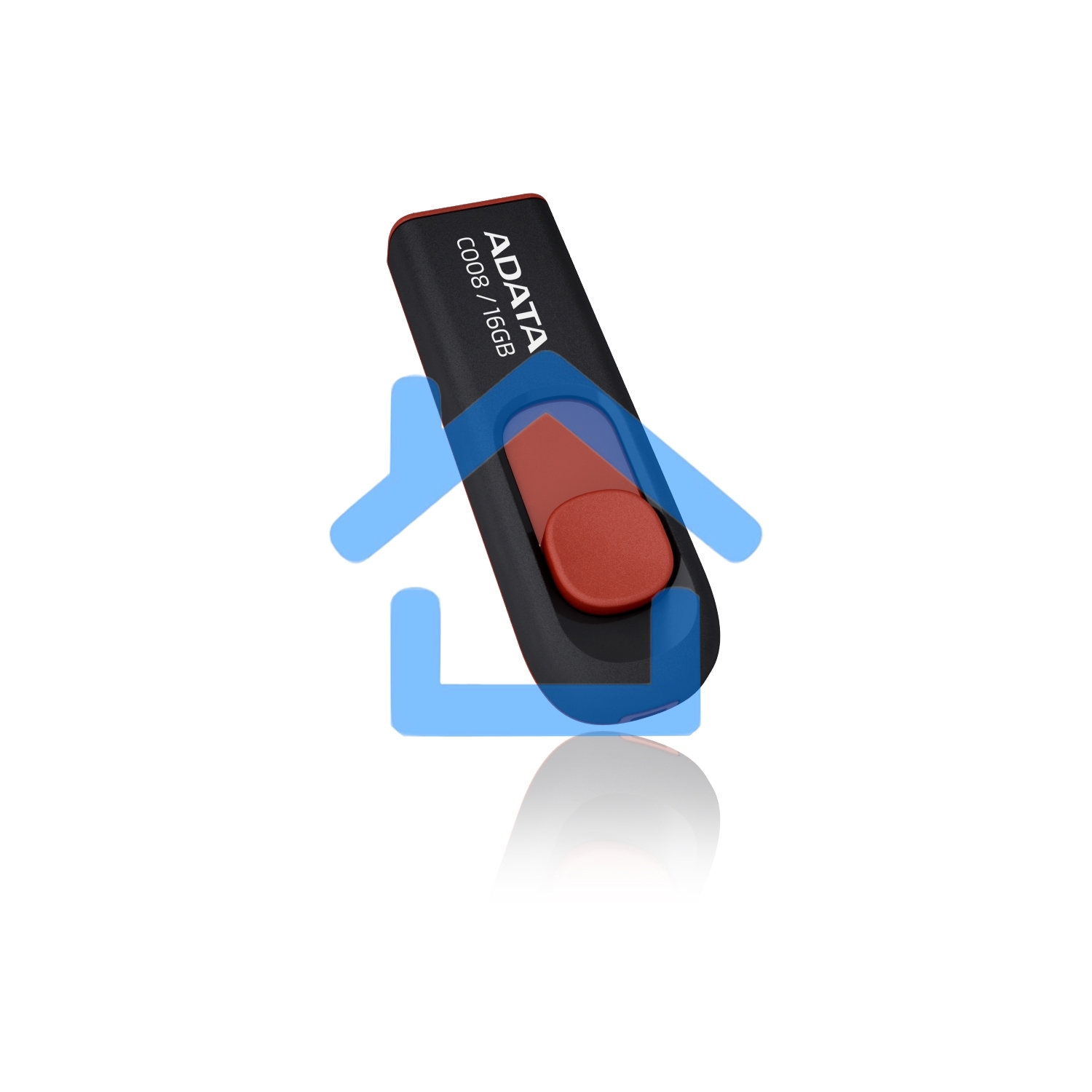 Флешка USB ADATA Classic C008 (AC008-16G-RKD), 16Gb, USB 2.0, R/W 30/6, черный / красный