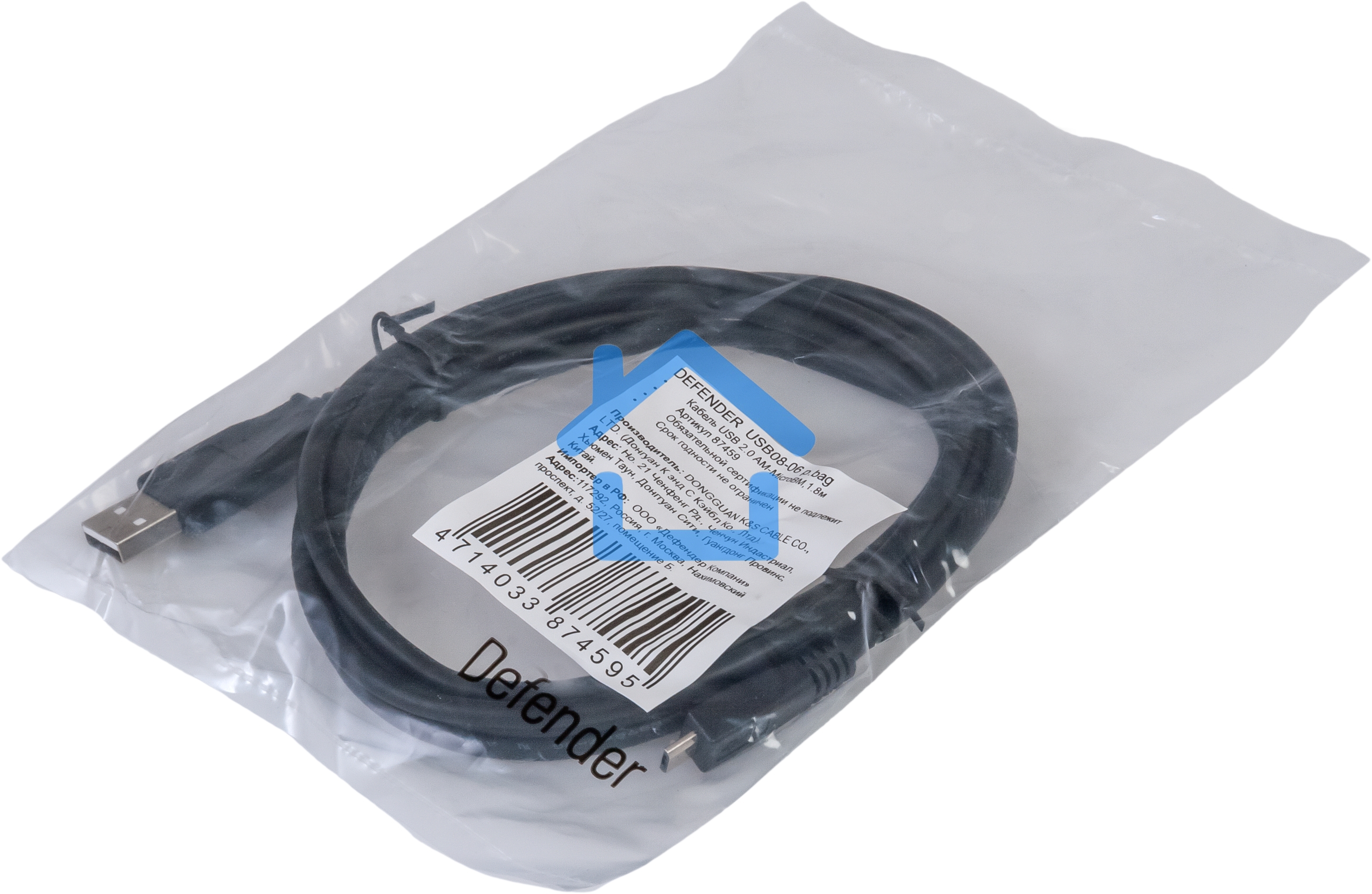 Кабель Defender USB08-06 USB 2.0 кабель для соед. USB 2.0 AM-MicroBM,1.8м, PolyBag