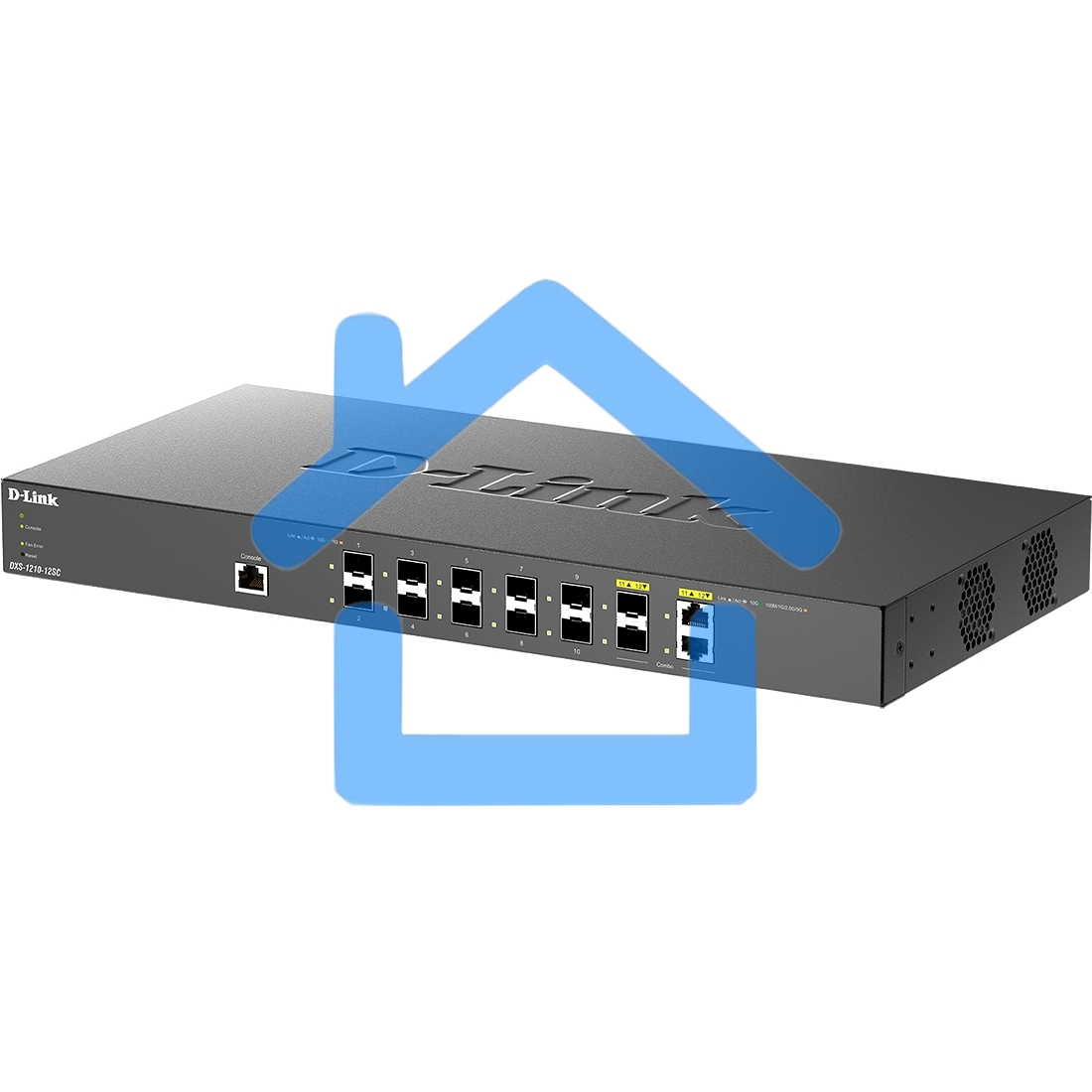 Настраиваемый L2+ коммутатор D-Link DXS-1210-12SC/B1A PROJ с 10 портами 10Gbase-X SFP+ и 2 комбо?портами 10Gbase-T/SFP+
