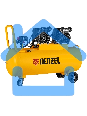 Компрессор безмасл. малошумный Denzel DLP-3000/100, 3 кВт, 2х1,5 кВт,100 л, 2850 об/мин,500 л/мин