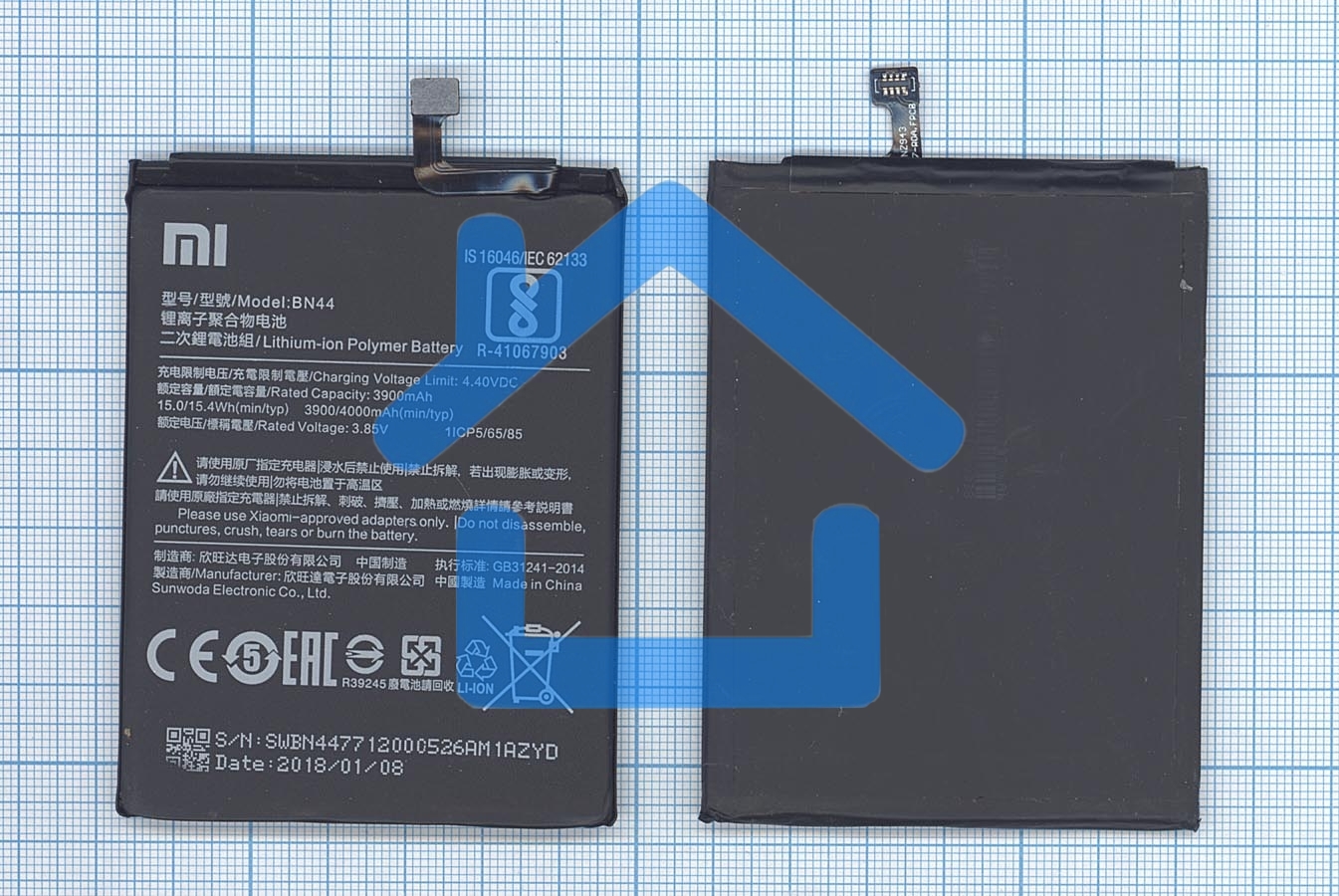 Аккумуляторная батарея BN44 для Xiaomi Note 5 Dual, Redmi 5 Plus 3900mAh / 15.02Wh 3,85V