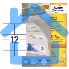 Этикетки самоклеящиеся Avery Zweckform 3424 A4, 105x48 мм, 12 шт, универсальная, 70 г/м2, 100 л, покрытие матовое, белый