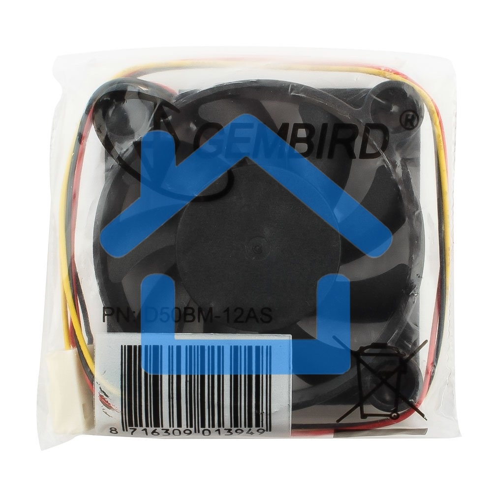 Вентилятор для корпуса Gembird D50BM-12AS-R черный, 50 мм, 5000 об/мин, 25 дБ, 3 pin