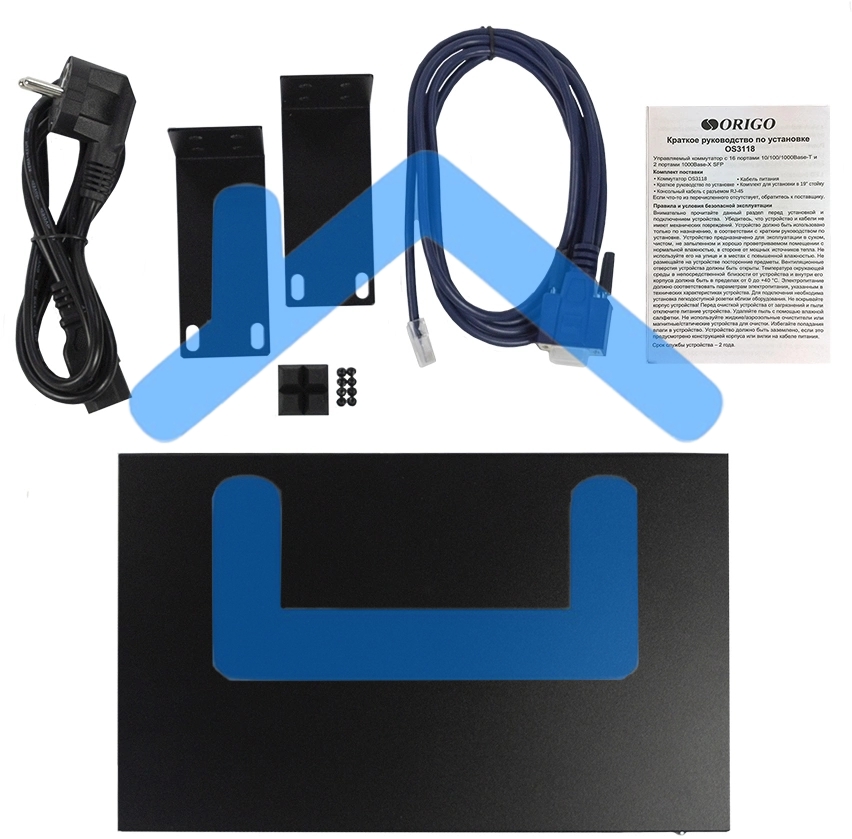 Коммутатор Управляемый L2 16x1000Base-T, 2x1000Base-X SFP, консольный порт RJ-45, комплект для установки в 19