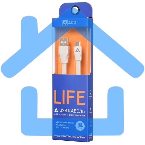Кабель USB ACD-Life MicroUSB ~ USB-A TPE, 1м, белый (ACD-U920-M1W)