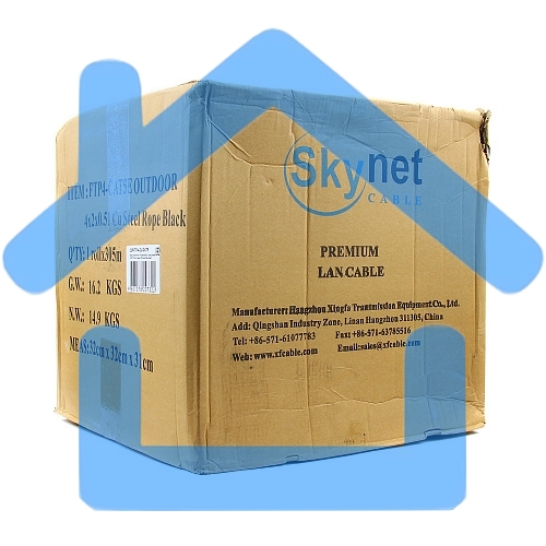 Кабель SkyNet Premium FTP outdoor 4x2x0,51 на тросу, медный, FLUKE TEST, кат.5e, однож., 305 м, на катушке, черный