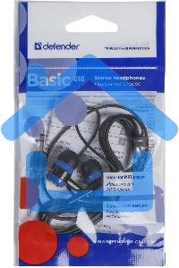 Наушники Defender Basic-616 черный/синий кабель 1,1 м