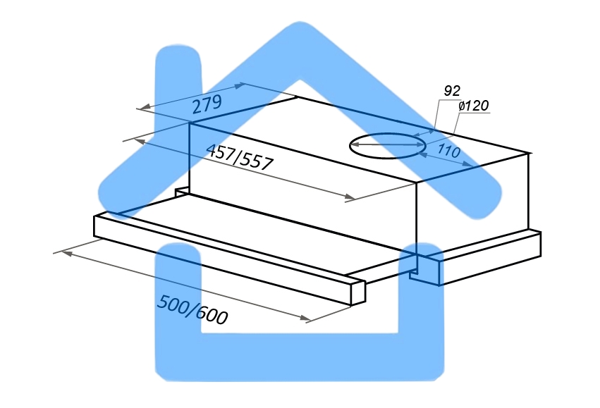 Вытяжка встраиваемая Maunfeld VS Light 50 черный, 50 см, 520 куб. м/ч, 56 дБ