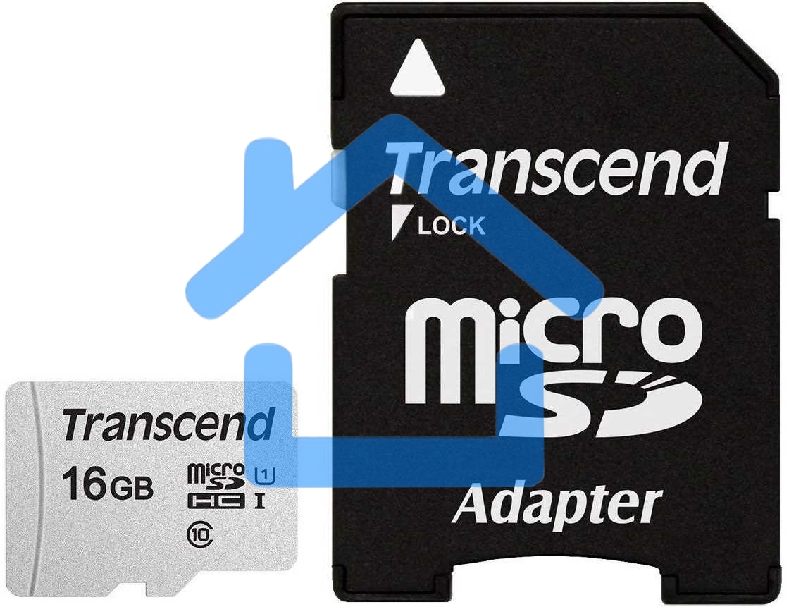 Флеш карта Micro SecureDigital 16Gb TranscendTS16GUSD300S-A MicroSDHC Class 10 UHS-I, SD adapter