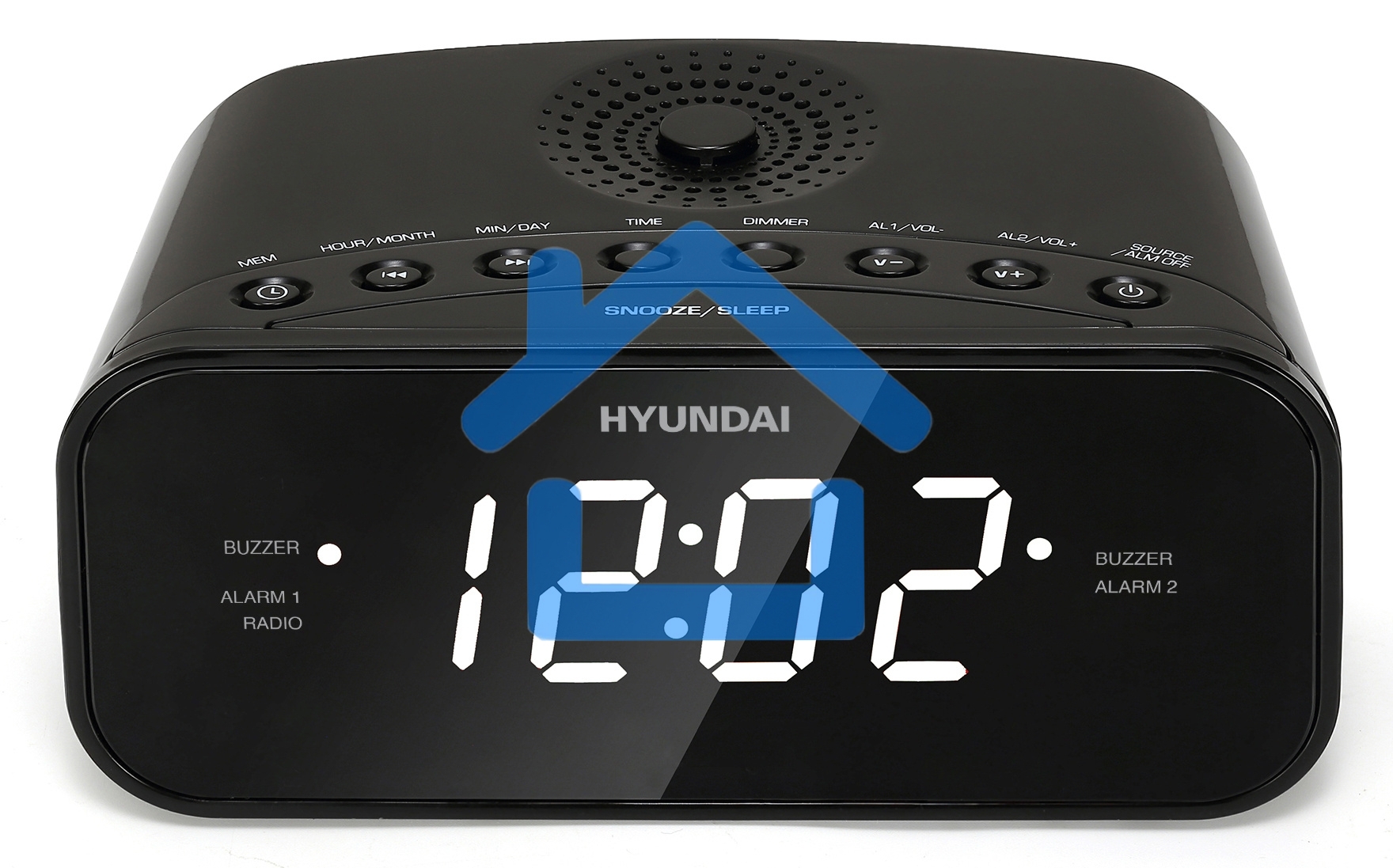 Радиобудильник Hyundai H-RCL221 черный LCD подсв:белый часы:цифровые FM