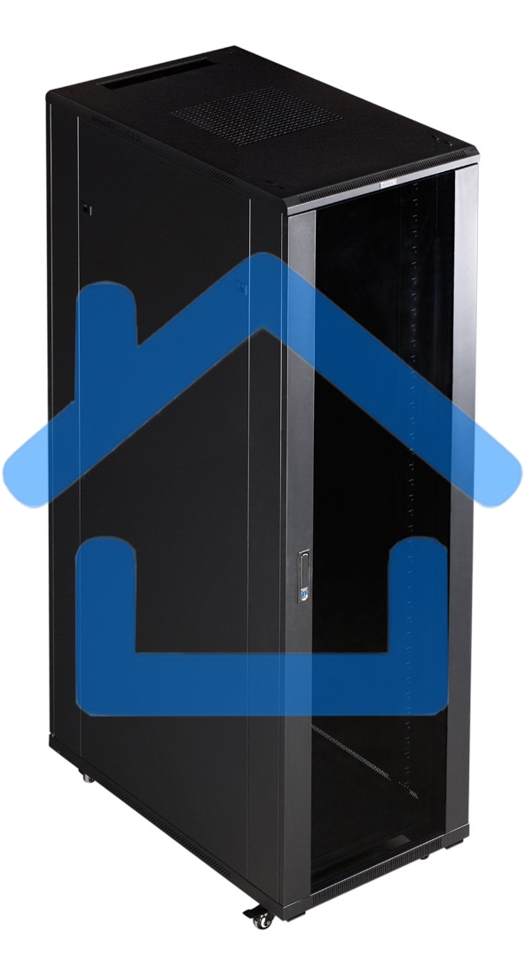Шкаф серверный Lanmaster (TWT-CBB-42U-8X10-G1) напольный 42U 800x1000мм пер.дв.стекл задн.дв.двуст. 2 бок.пан. 800кг черный IP20
