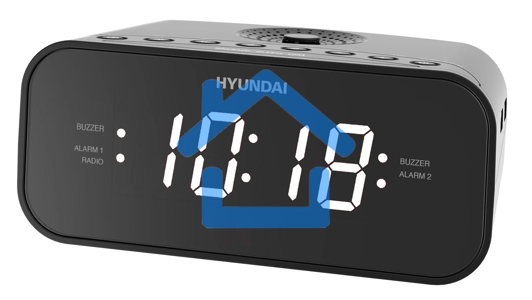 Радиобудильник Hyundai H-RCL221 черный LCD подсв:белый часы:цифровые FM