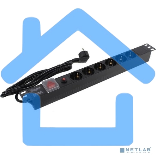 Блок розеток горизонтальный ExeGate ServerPro PDU-19H606 Al-6S-EU2-SW-O, 19