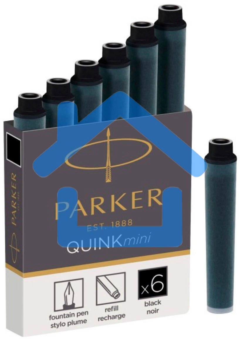 Картридж Parker Quink Z17 Mini (CW1950407) черные чернила, для ручек перьевых (6шт)