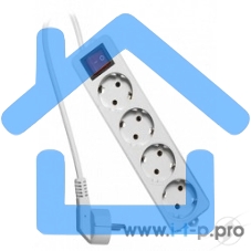 Сетевой фильтр Гарнизон ELB-G4-W-2, 4 евророзетки с выключателем и заземлением, допустимый ток 16А, длина 2м.