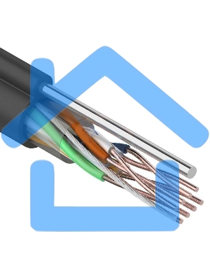 Кабель витая пара F/UTP, категория 5e, PE, 4PR, 24AWG, внешний, черный, с тросом