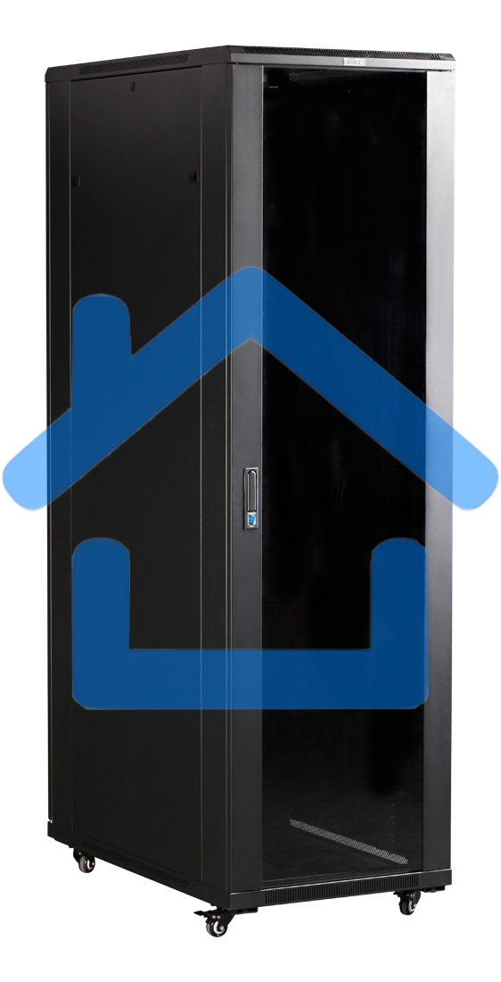 Шкаф серверный Lanmaster (TWT-CBB-42U-8X10-G1) напольный 42U 800x1000мм пер.дв.стекл задн.дв.двуст. 2 бок.пан. 800кг черный IP20