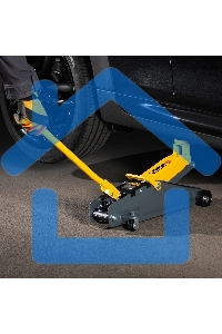 Домкрат гидравлический подкатной с фиксатором Denzel 2,8 т, 135-385 мм, в кейсе 51156