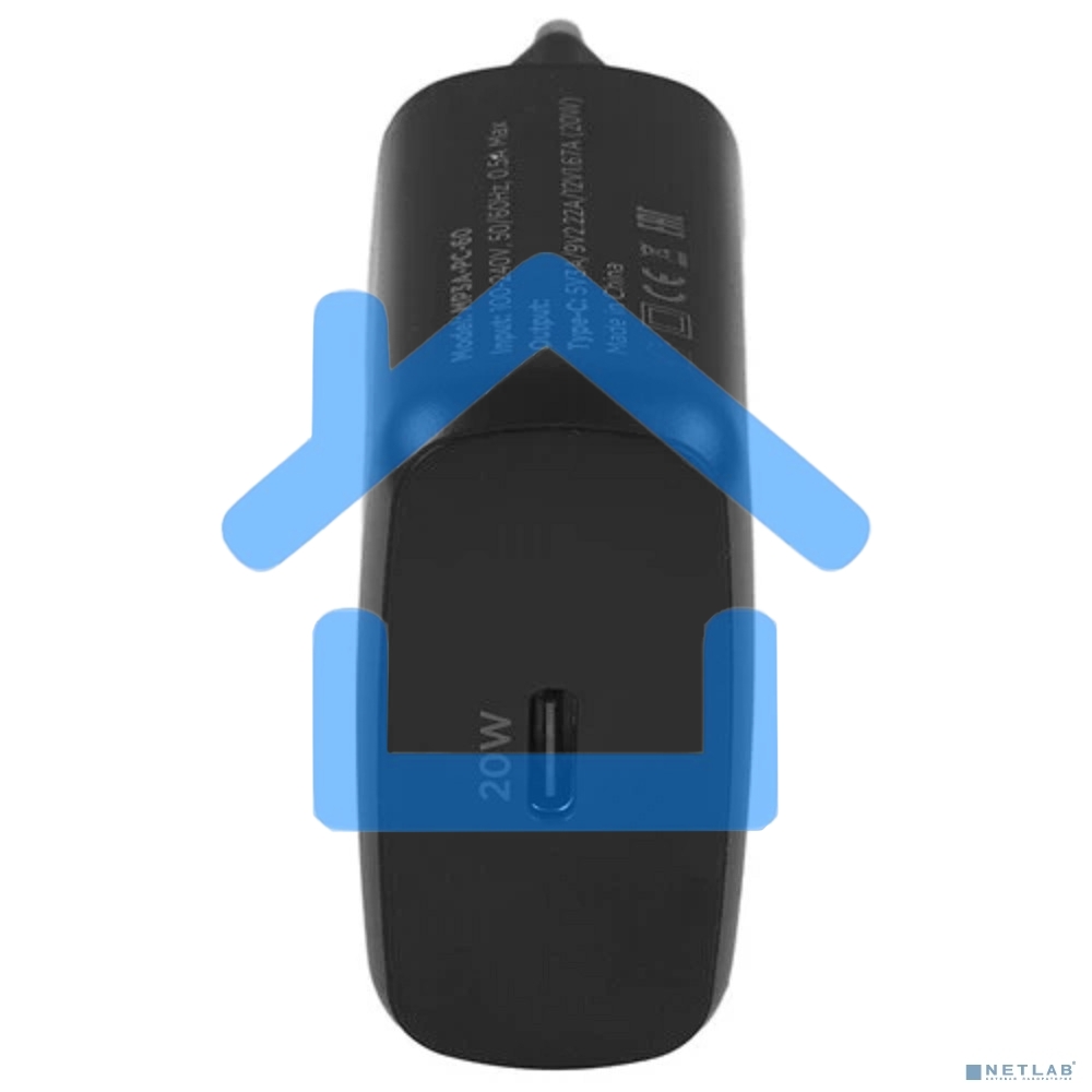 Зарядное устройство Cablexpert MP3A-PC-60 20Вт GaN, 3А, QC4.0/PD, 1xType-C, черный, пакет