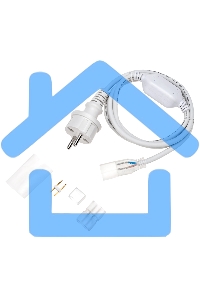 Установочный набор для одностороннего Гибкого неона Neon-night  8х16мм (шнур питания каучук с диодным мостом и вилкой, заглушка, переходная муфта, игла) 1,5м