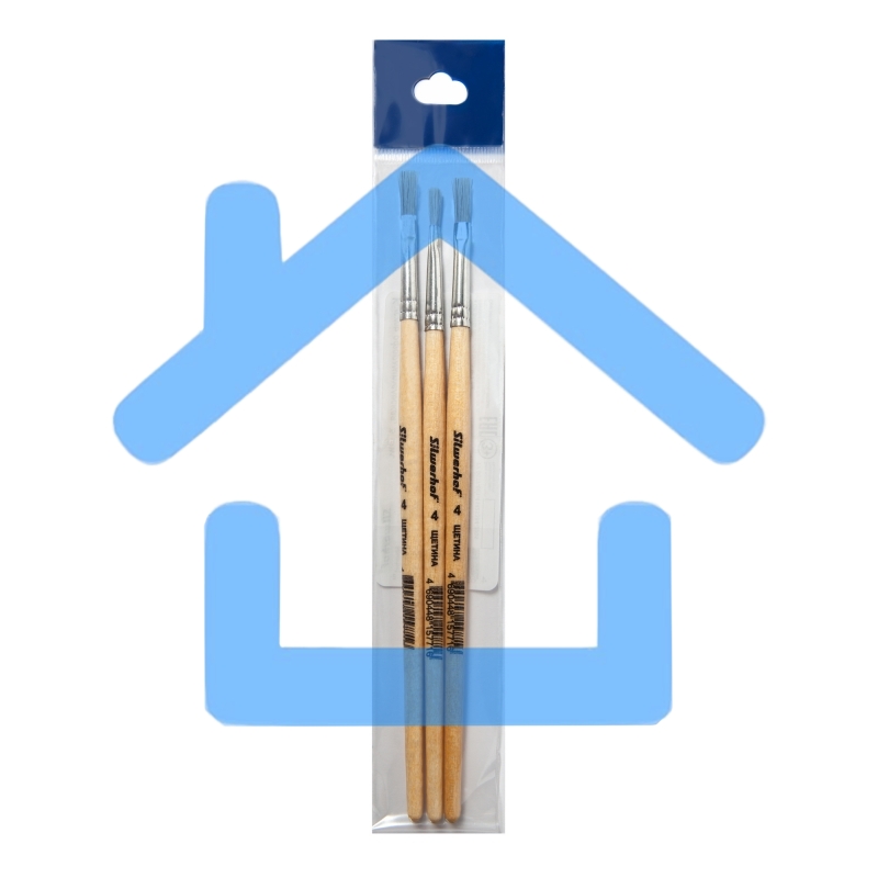 Кисть оформительская Silwerhof 983049 щетина, плоская, №4, ПЛАСТИЛИНОВАЯ КОЛЛЕКЦИЯ, деревянная, лакированная ручка