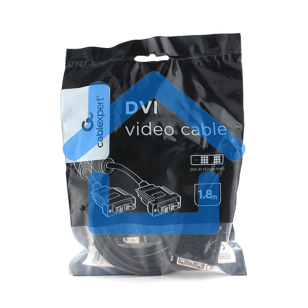 Кабель DVI-D single link Cablexpert CC-DVIL-BK-6, 19M/19M, 1.8м, CCS, черный, экран, феррит.кольца, пакет