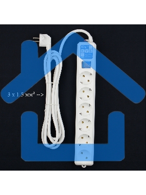 Фильтр-удлинитель Power Cube PRO SPL6-16-P-3М, 3,0 м, LC контур, 16А/3,5кВт 3*1,5мм