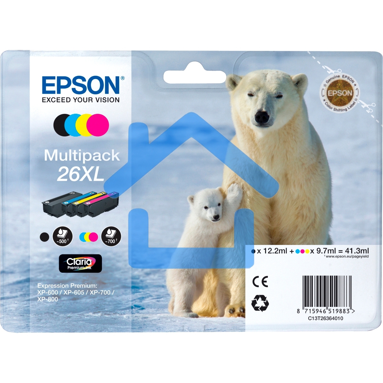Картридж струйный Epson C13T26364010 черный/голубой/желтый/пурпурный набор карт. для Epson XP-600/605/700/710/800