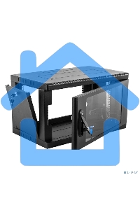 Шкаф коммутационный ЦМО (ШРН-6.650-9005) настенный 6U 600x650мм пер.дв.стекл 200кг черный 600мм 180град.
