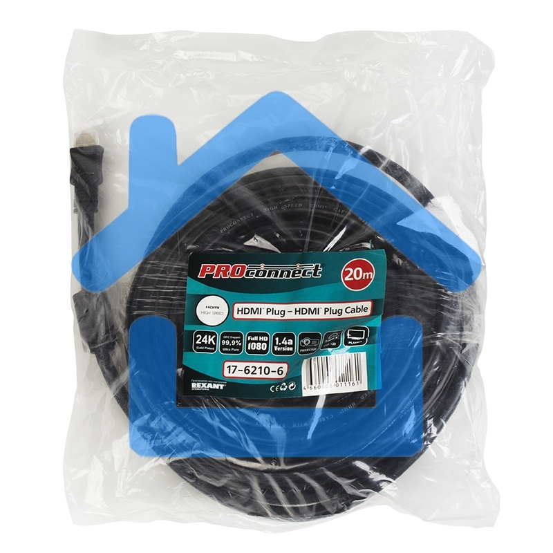Кабель Proconnect (17-6210-6) Шнур HDMI - HDMI gold 20М с фильтрами (PE bag)