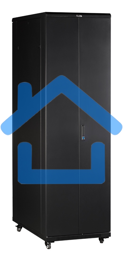 Шкаф серверный Lanmaster (TWT-CBB-42U-8X10-G1) напольный 42U 800x1000мм пер.дв.стекл задн.дв.двуст. 2 бок.пан. 800кг черный IP20