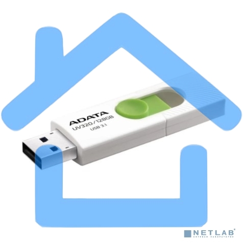 Флешка USB R/W ADATA R/W 128Gb USB 3.2 Gen1 AUV320-128G-RWHGN белый/зеленый