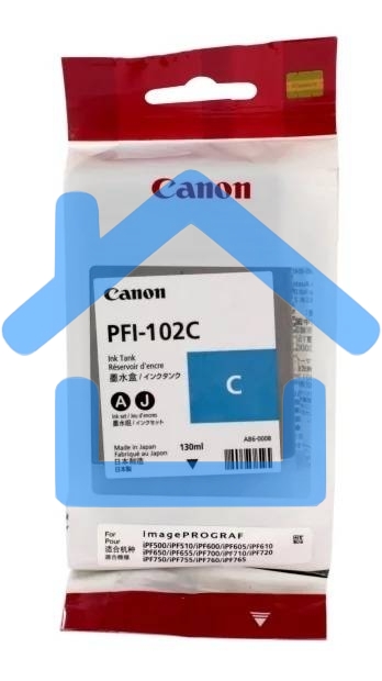 Картридж струйный Canon PFI-102C (0896B001) голубой (130 мл.) для Canon imagePROGRAF iPF605, iPF610., iPF650, iPF655, iPF710, iPF750, iPF755, LP17, iPF510