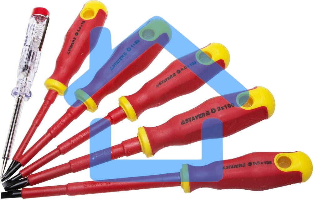 Набор STAYER PROFI ELECTRO 25145-H6_z01диэлектрические. тестер. 100-250В. Cr-V. 6шт