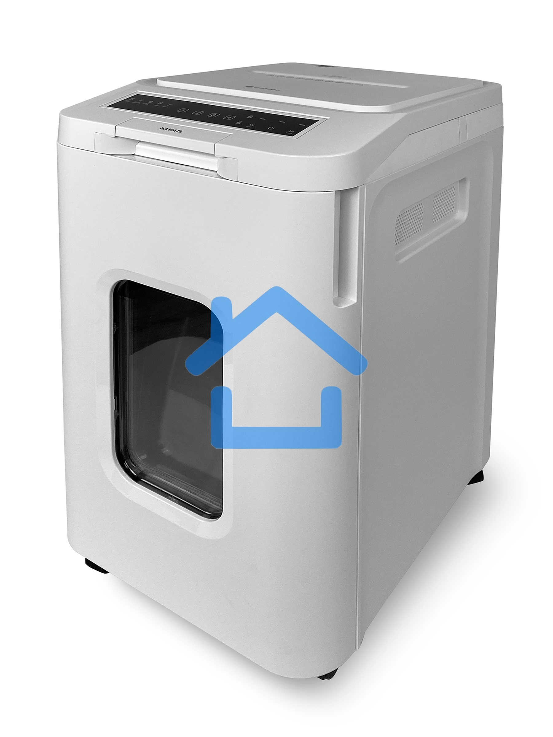 Уничтожитель документов ГЕЛЕОС АП55-5, DIN P-5 (5 ур-нь секр.), фрагмент 1,9х12мм, АВТОПОДАЧА 400 лист (70г/м2), пл.карты/скрепки/скобы, 55 литров