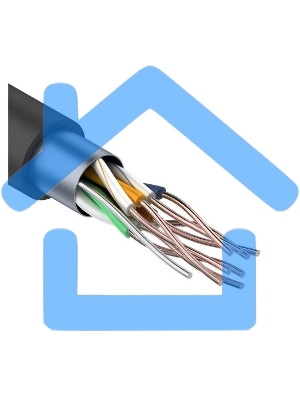 Кабель витая пара F/UTP кат.5E 4х2х24AWG solid CU PE Outdoor черный (м) Rexant 01-0146