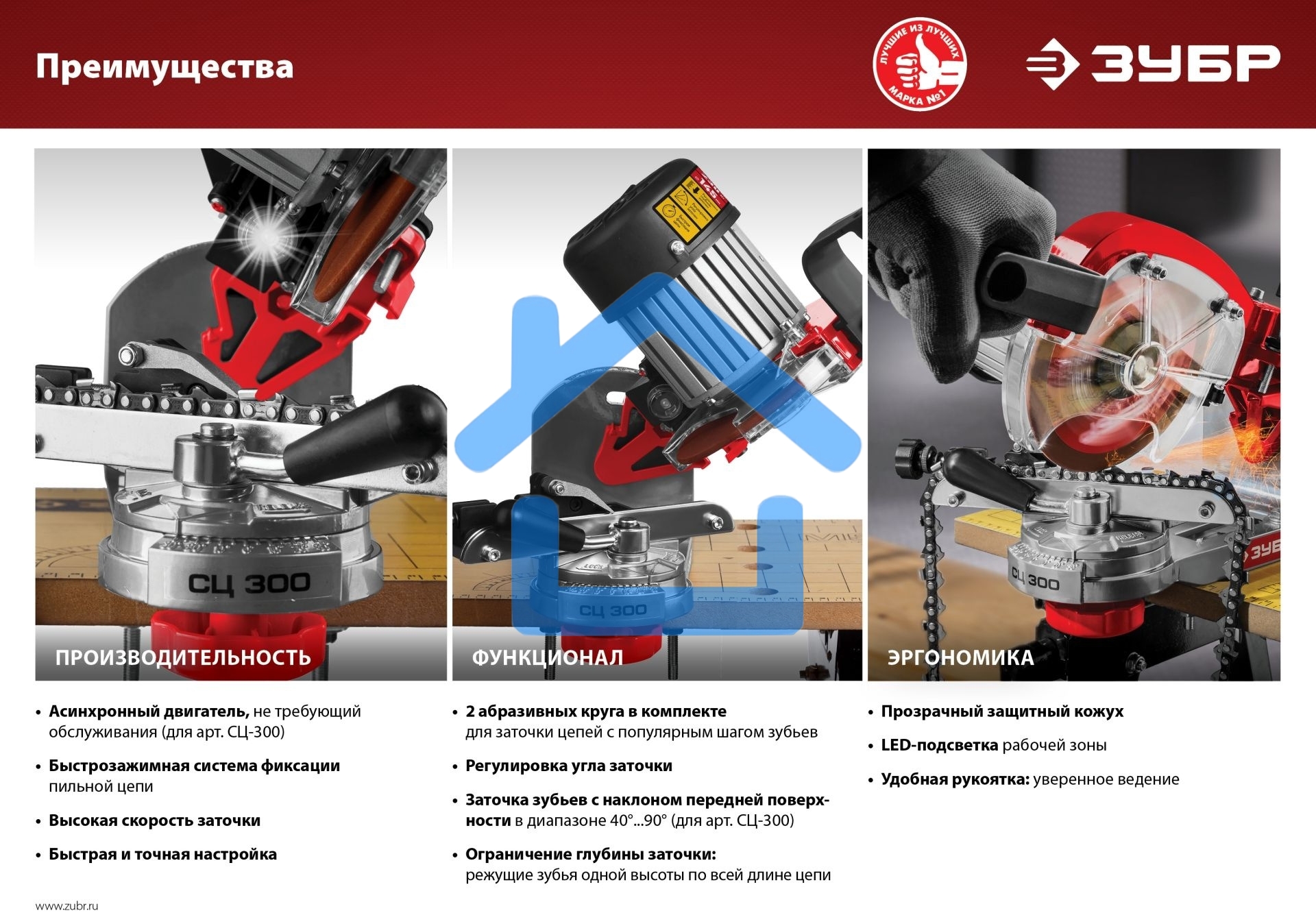 Станок заточной ЗУБР СЦ-200 для пильных цепей, d104 мм, 90 Вт