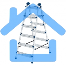 Стремянка двухсторонняя 6 ст., сталь профиль, стальные ступени, Россия Сибртех 97986