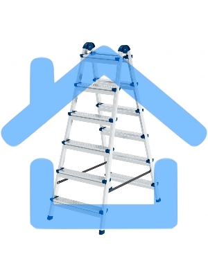 Стремянка двухсторонняя 6 ст., сталь профиль, стальные ступени, Россия Сибртех 97986