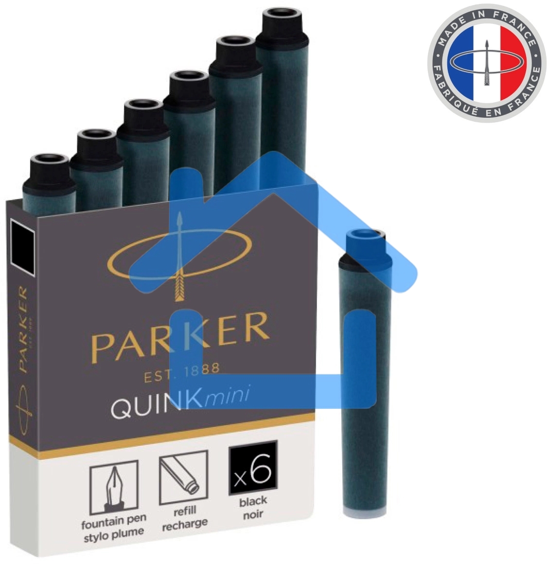 Картридж Parker Quink Z17 Mini (CW1950407) черные чернила, для ручек перьевых (6шт)