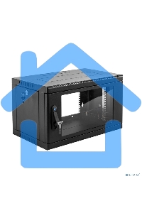 Шкаф коммутационный ЦМО (ШРН-6.650-9005) настенный 6U 600x650мм пер.дв.стекл 200кг черный 600мм 180град.