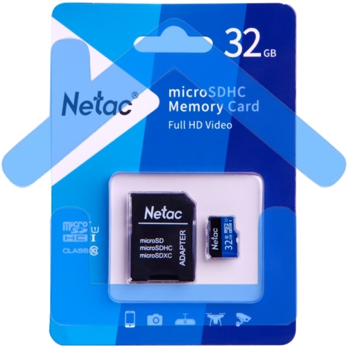 Флеш карта microSDHC 32Gb Netac P500 <NT02P500STN-032G-R> (с SD адаптером) 80MB/s
