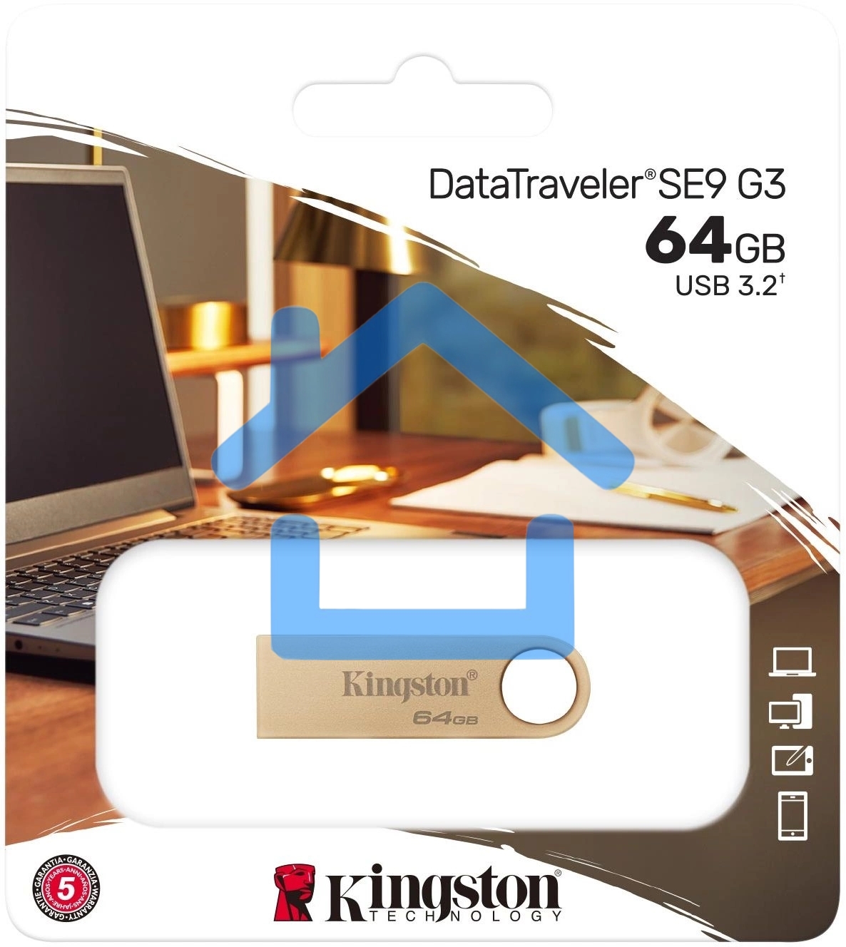 Флешка USB R/W Kingston 64Gb DataTraveler SE9 DTSE9G3/64Gb USB3.0 золотистый