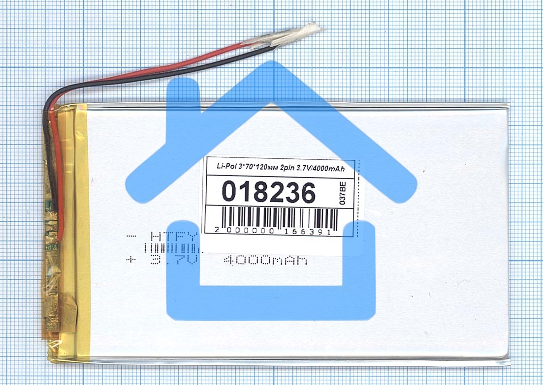 Аккумулятор Li-Pol (батарея) 3*70*120мм 2pin 3.7V/4000mAh