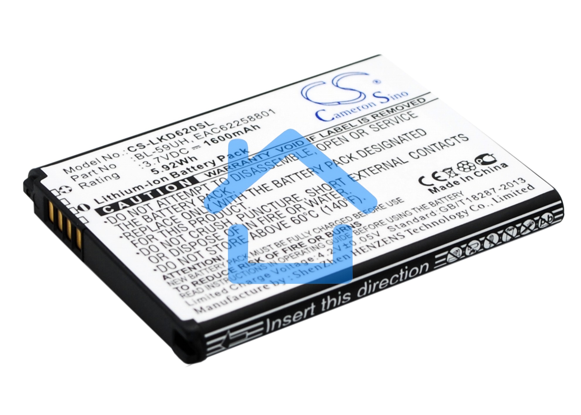 Аккумулятор CameronSinoCS-LKD620SL BL-59UH для LG G2 Mini D618 3.7V / 1600mAh / 5.92Wh