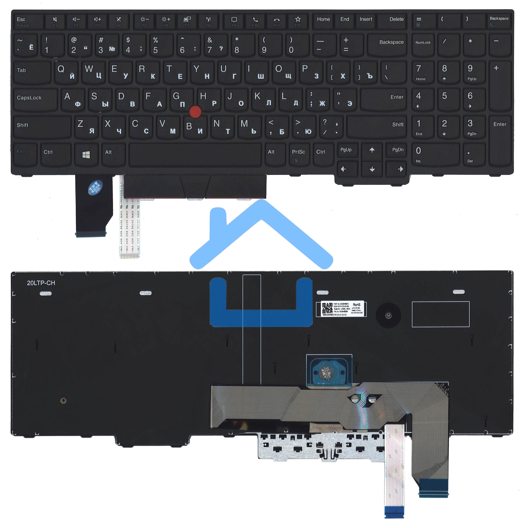 Клавиатура для ноутбука Lenovo Thinkpad T15p P15v черная